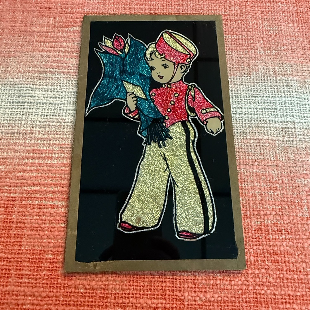 1950s  Foil and Glass Sailor Boy Wall Dexor